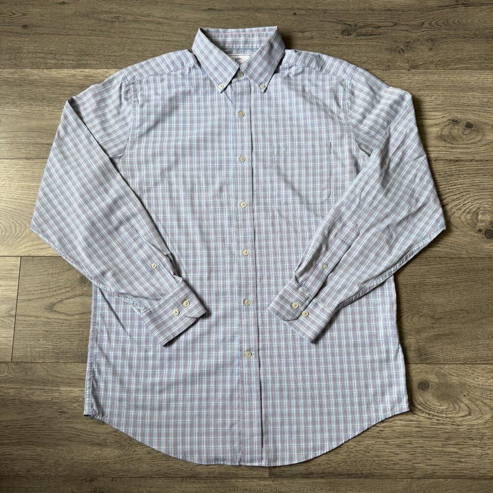 Southern Tide Intercoastal Light Blue Plaid Performance Shirt - Size Medium